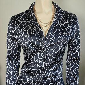 Vintage Guess Collection Giraffe Print Satin Blouse M Y2K